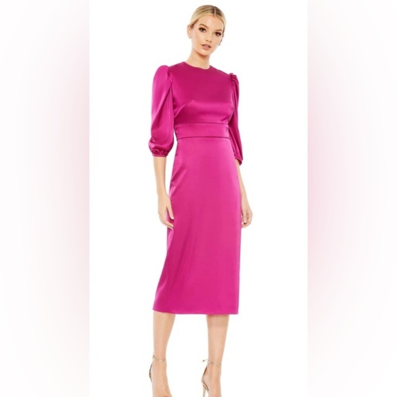 Mac Duggal Dresses & Skirts - Mac Duggal High Neck MIDI Dress Style #A2692 Fuscia SZ 6 MSRP$298